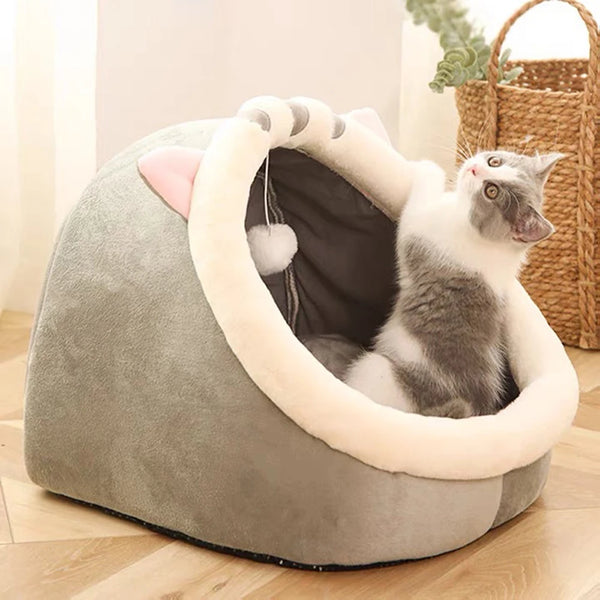 Semi-Closed Warm Cat Nest Bed - Four-Season Pet House
