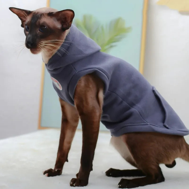 Warm Cotton Sphynx Cat Hoodie - Fleece Sweatshirt Vest