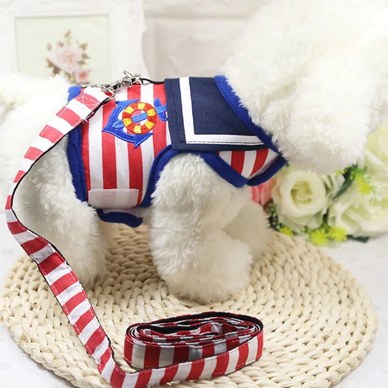 Navy Suit Dog Harness Leash Set - Adjustable Vest