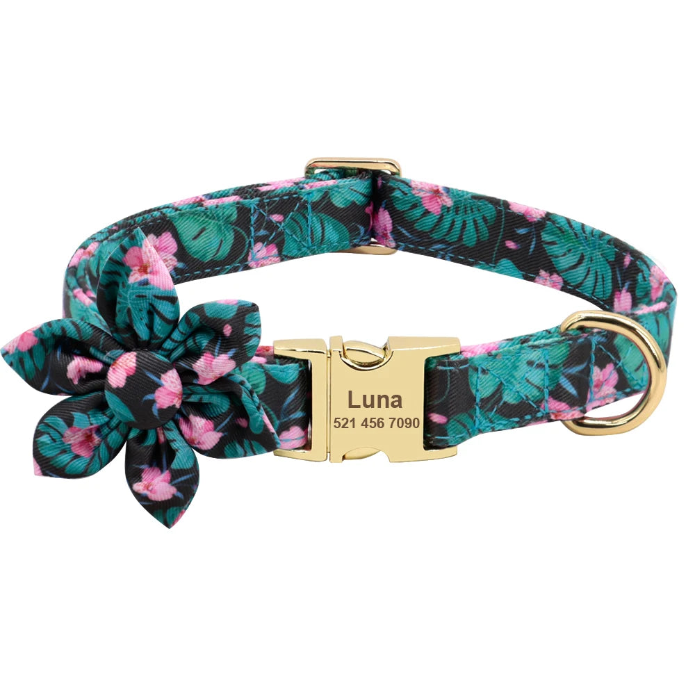 Custom Engraved Nylon Dog Collar and Leash Set