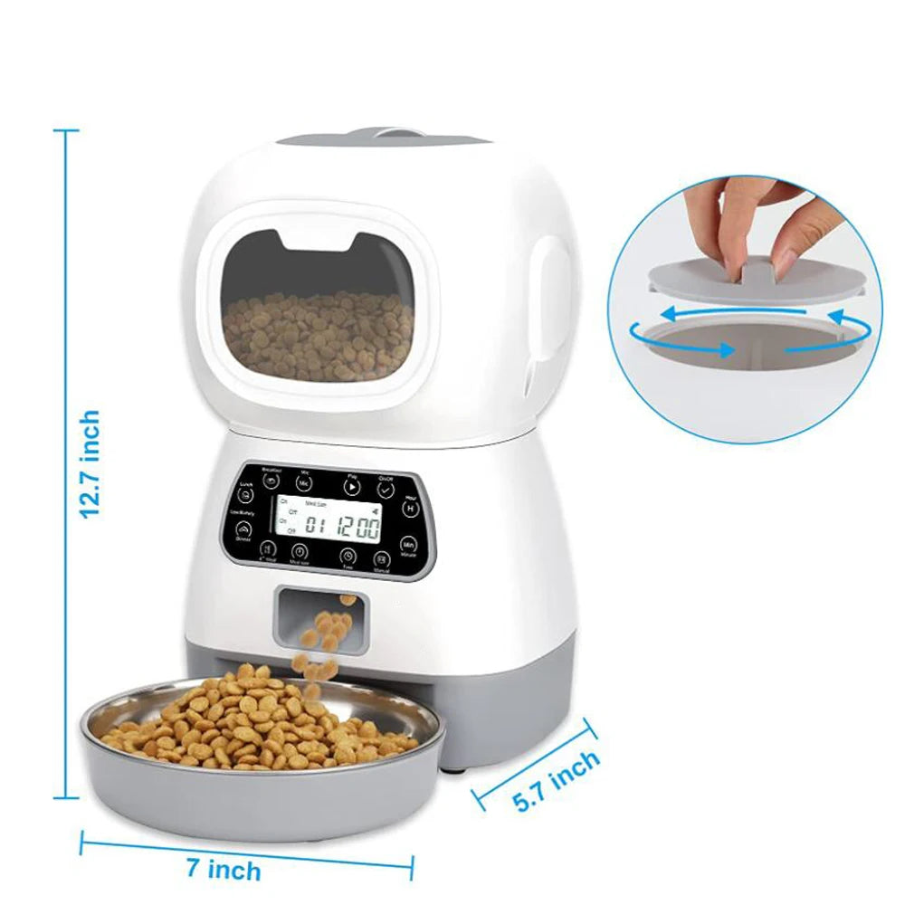 3.5L Automatic Pet Feeder - Timer Food Dispenser Bowl