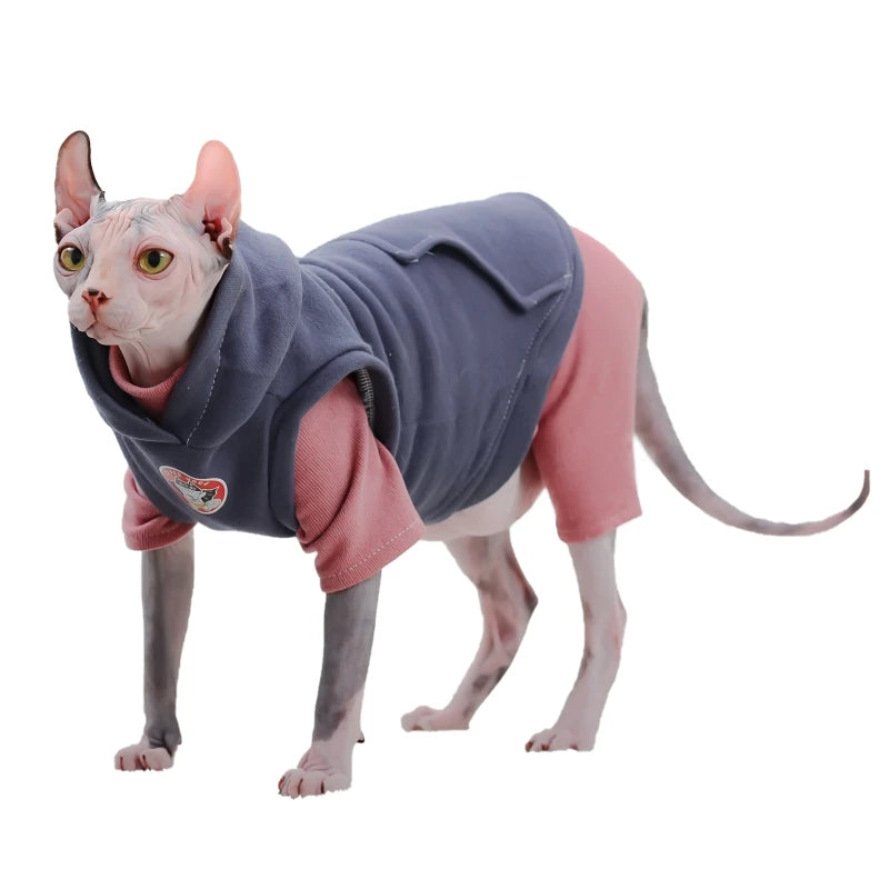 Warm Cotton Sphynx Cat Hoodie - Fleece Sweatshirt Vest