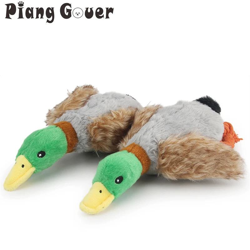 Plush Duck Squeaky Dog Toy with Chew Rope