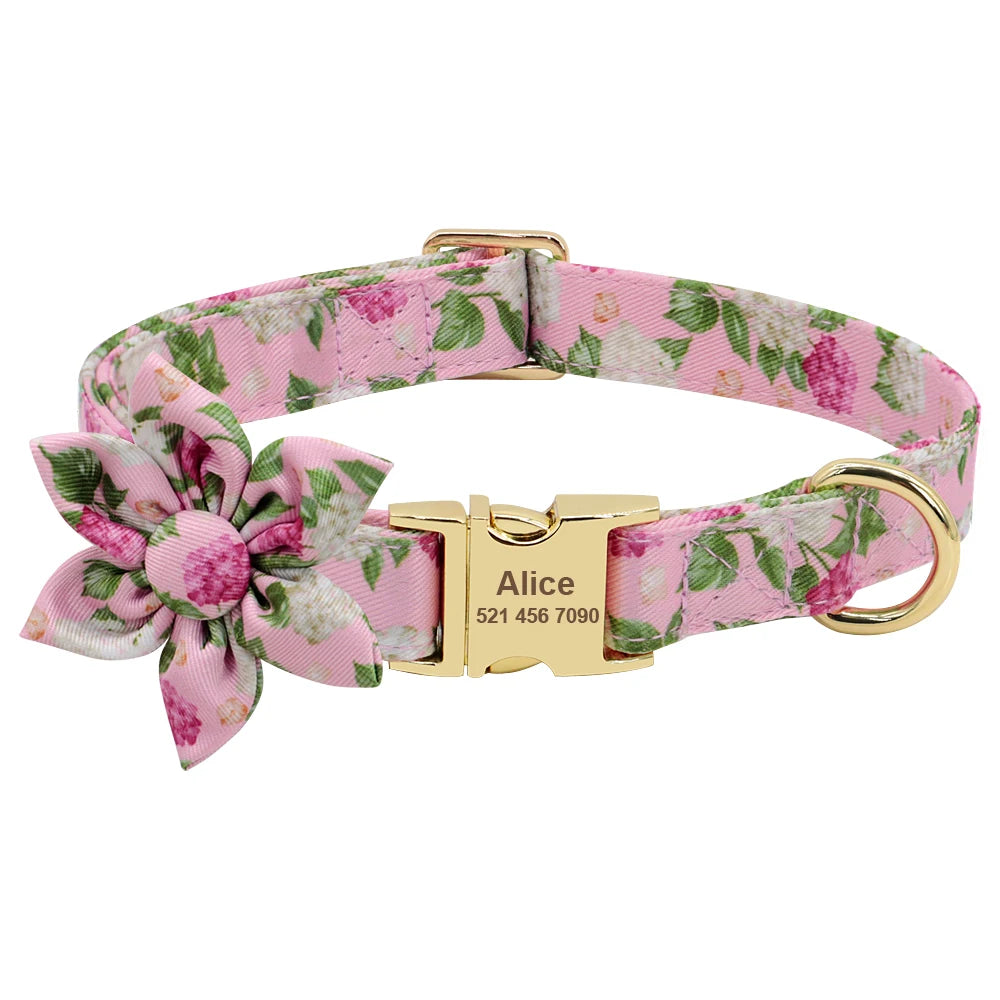 Custom Engraved Nylon Dog Collar and Leash Set