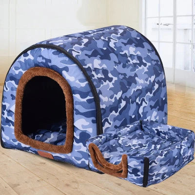 Star Print Foldable Pet House - Warm Cat and Dog Bed