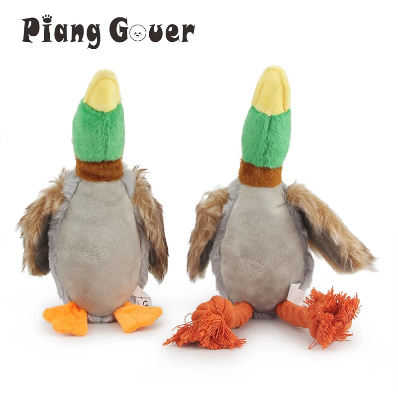 Plush Duck Squeaky Dog Toy with Chew Rope
