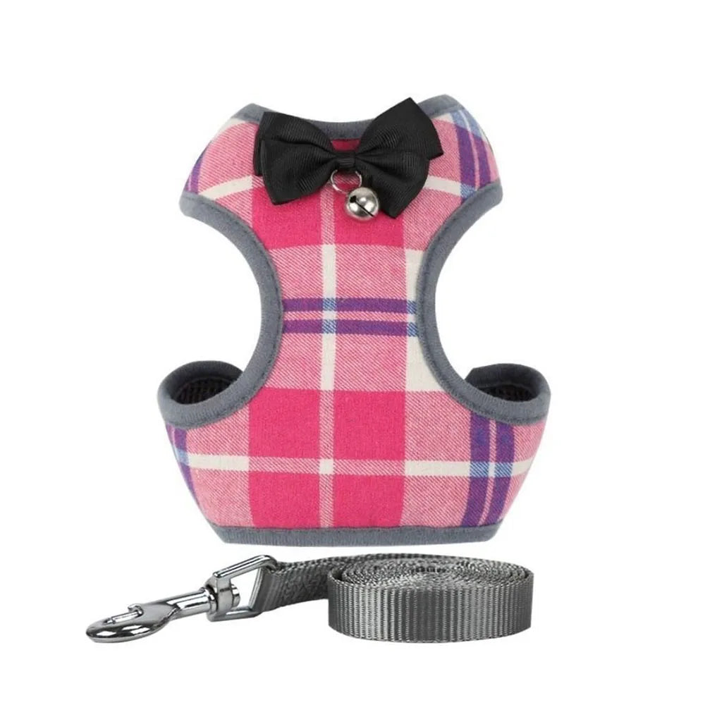 Breathable Nylon Cat Harness and Leash Set with Bow Detail