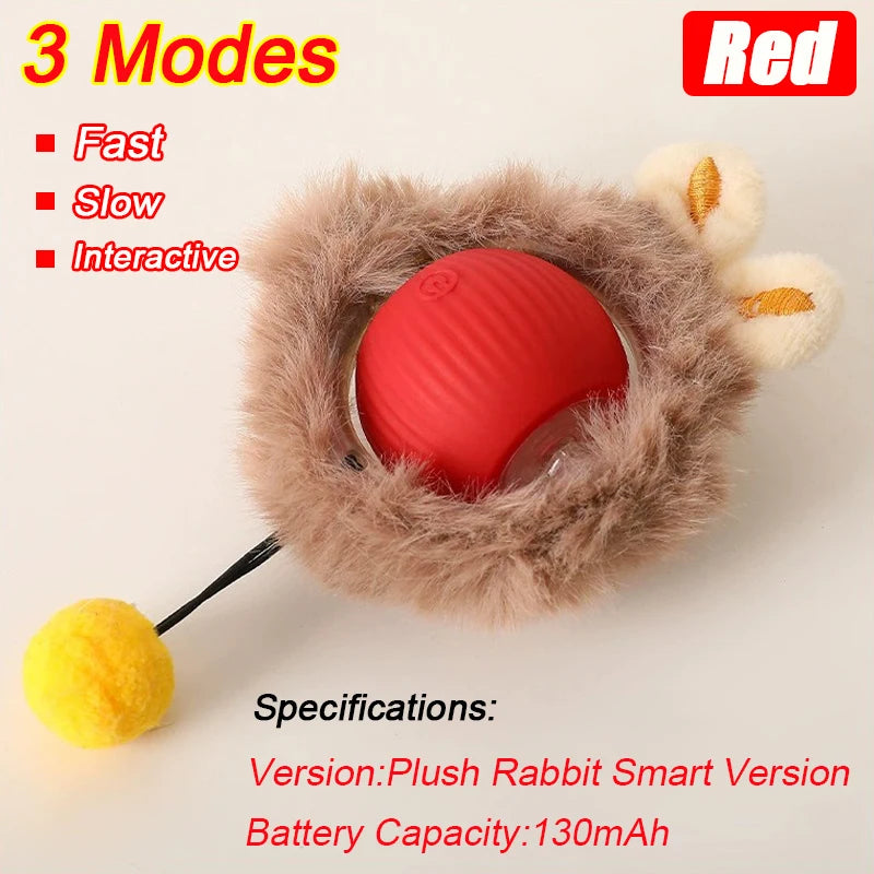 Rechargeable Rolling Cat Ball Toy with Faux Tail