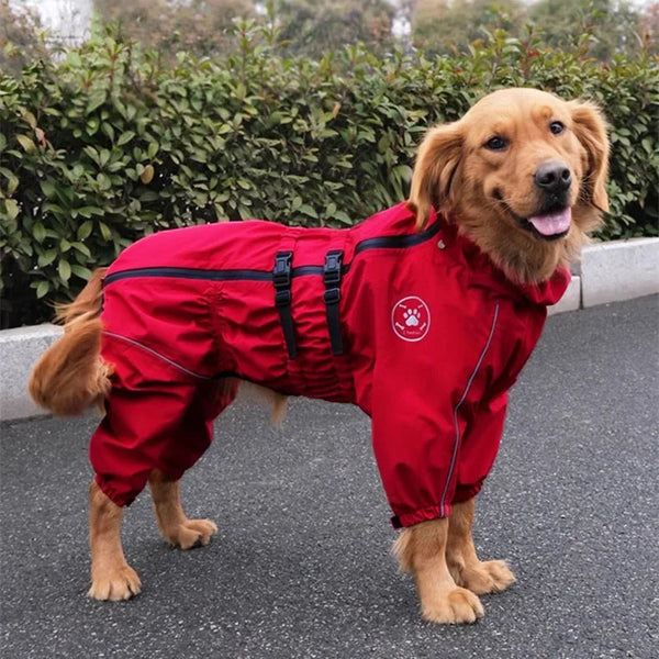 Reflective Waterproof Dog Raincoat - Large Dog Jumpsuit