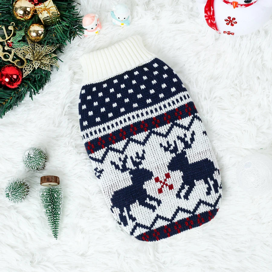 Christmas Knit Dog Sweater - Deer Holiday Costume