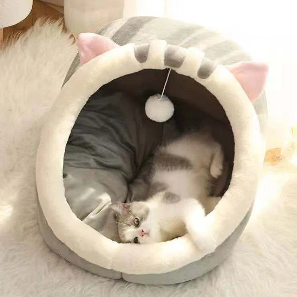 Semi-Closed Warm Cat Nest Bed - Four-Season Pet House