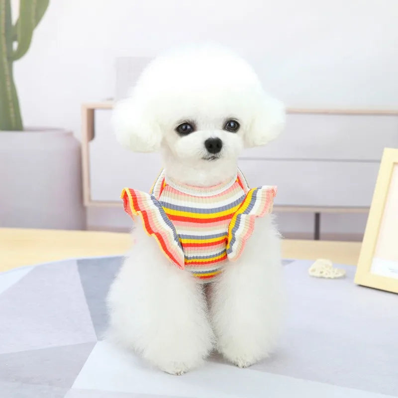 Ruffle Striped Pet Skirt Vest - Spring and Summer Outfit