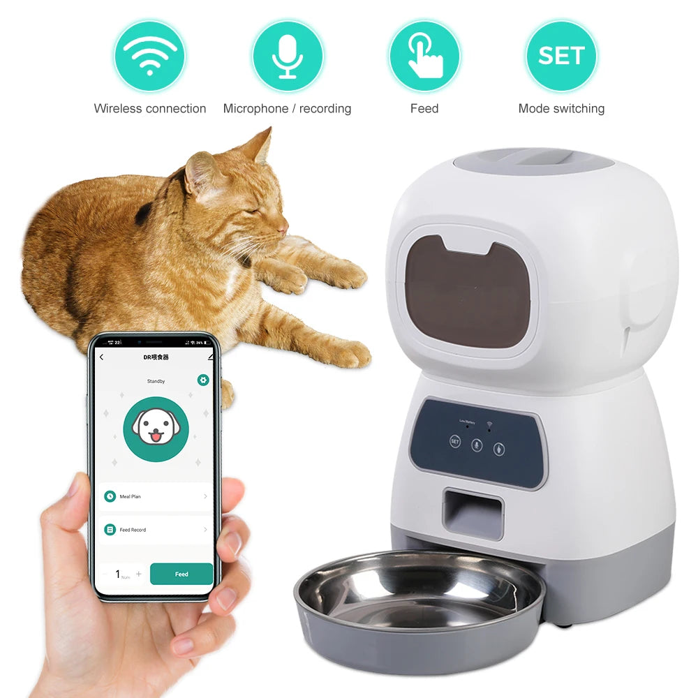 3.5L Automatic Pet Feeder - Timer Food Dispenser Bowl