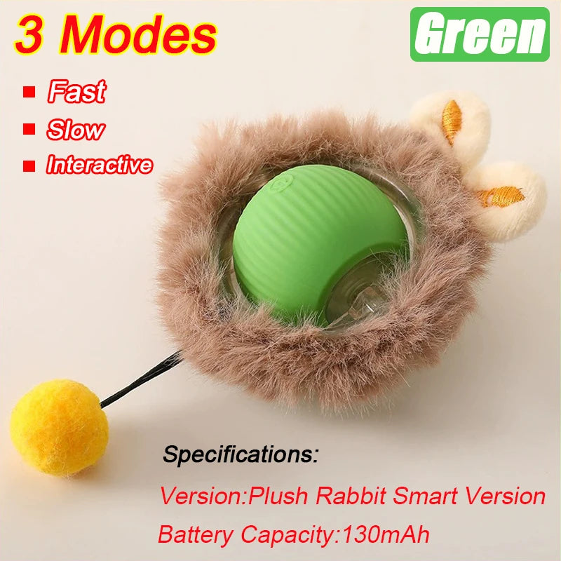 Rechargeable Rolling Cat Ball Toy with Faux Tail