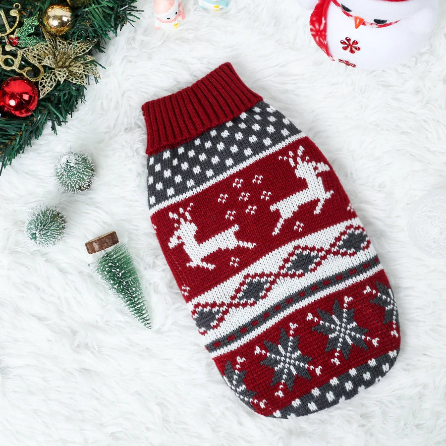 Christmas Knit Dog Sweater - Deer Holiday Costume