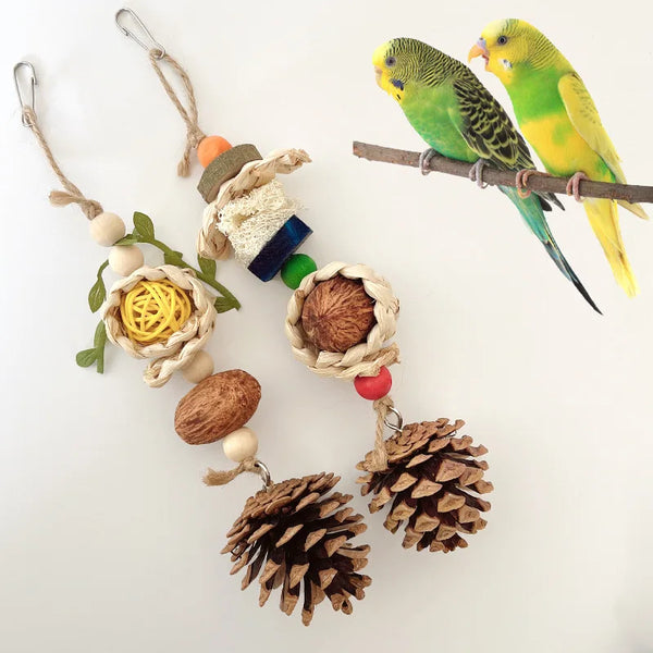 Cotton Rope Pinecone Chewing Toy for Cockatiels