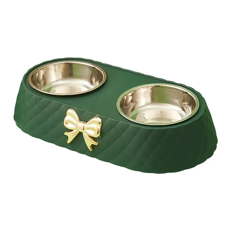 Bowtie Double Food and Water Bowl for Dogs and Cats