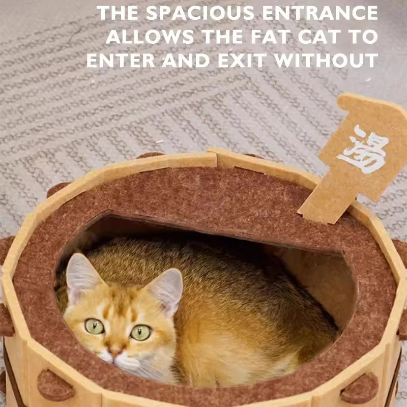 Semi-Enclosed Felt Cat House - Four-Season Pet Nest