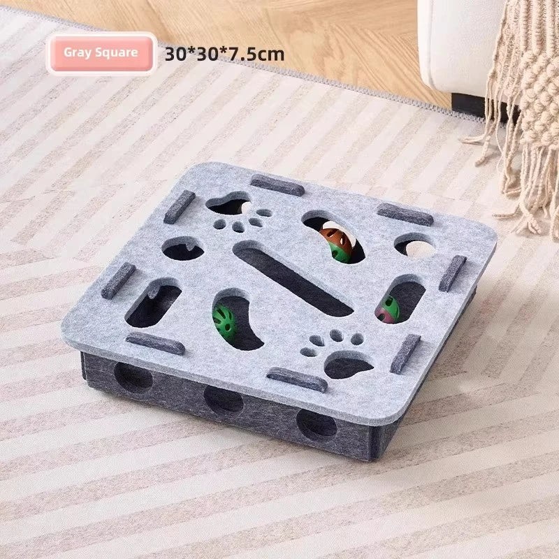 Felt Cat Puzzle Box Toy for Hunting and Exercise