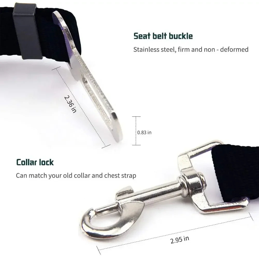 Adjustable Pet Car Seat Belt - Quick-Release Safety Lead