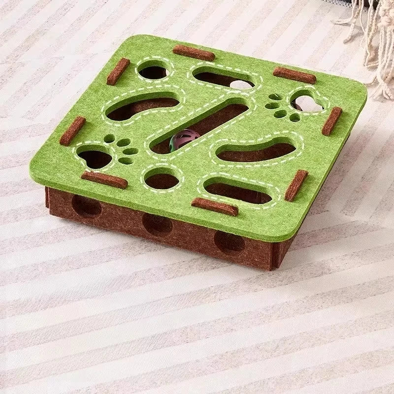 Felt Cat Puzzle Box Toy for Hunting and Exercise
