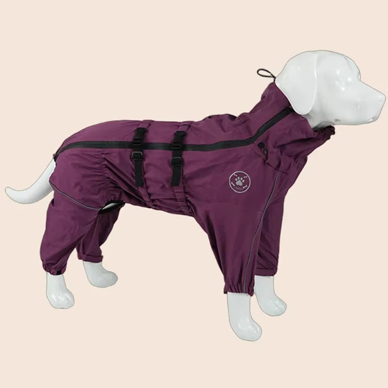 Reflective Waterproof Dog Raincoat - Large Dog Jumpsuit