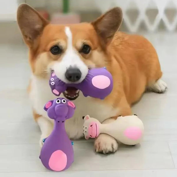 Squeaky Animal Dog Chew Toy - Elephant and Cow Styles