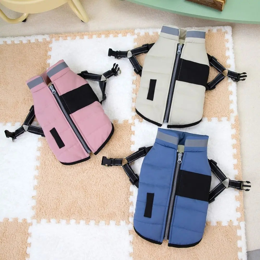 Adjustable Reflective Dog Jacket with Harness - Windproof Vest