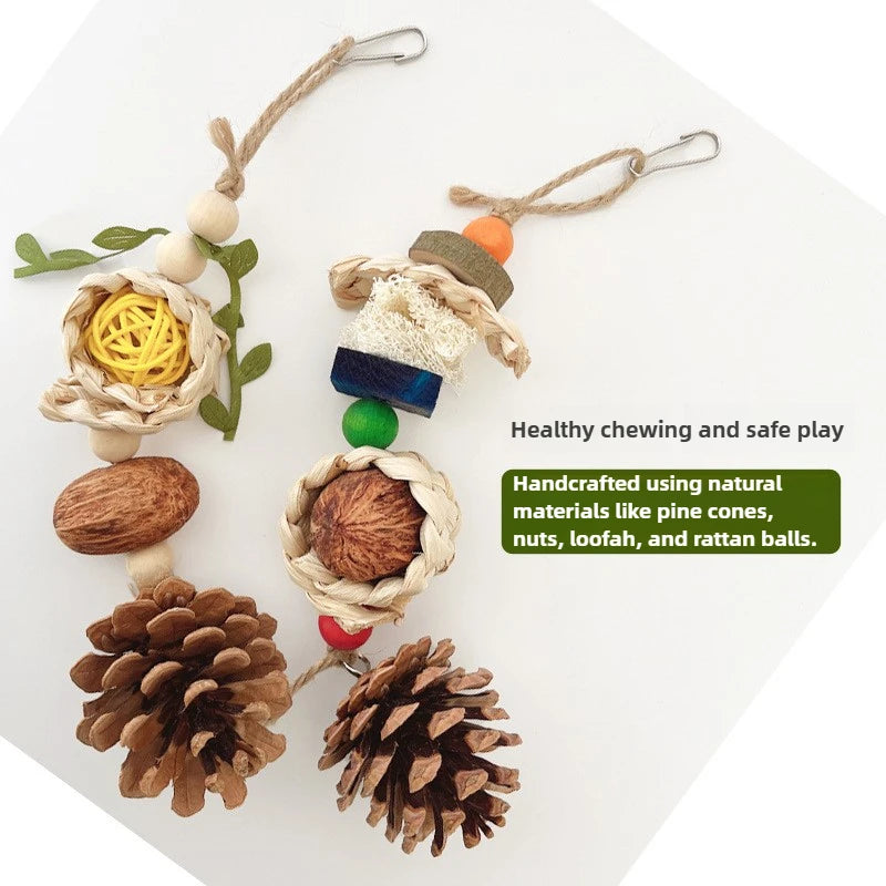 Cotton Rope Pinecone Chewing Toy for Cockatiels