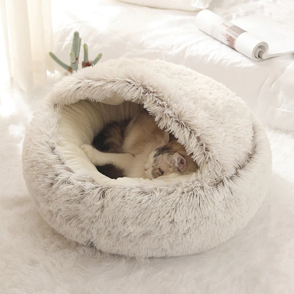 Soft Plush Cat Cave Bed with Cover - 40cm Warm Nest