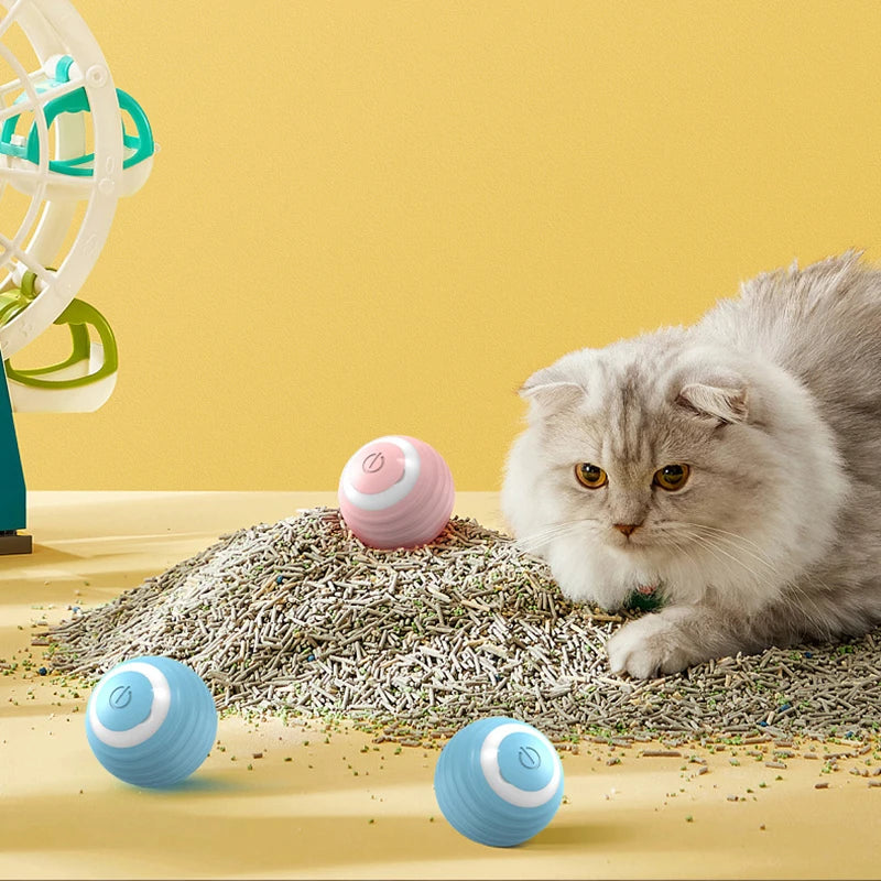 Smart Rolling Interactive Cat Ball Toy with Silicone Shell