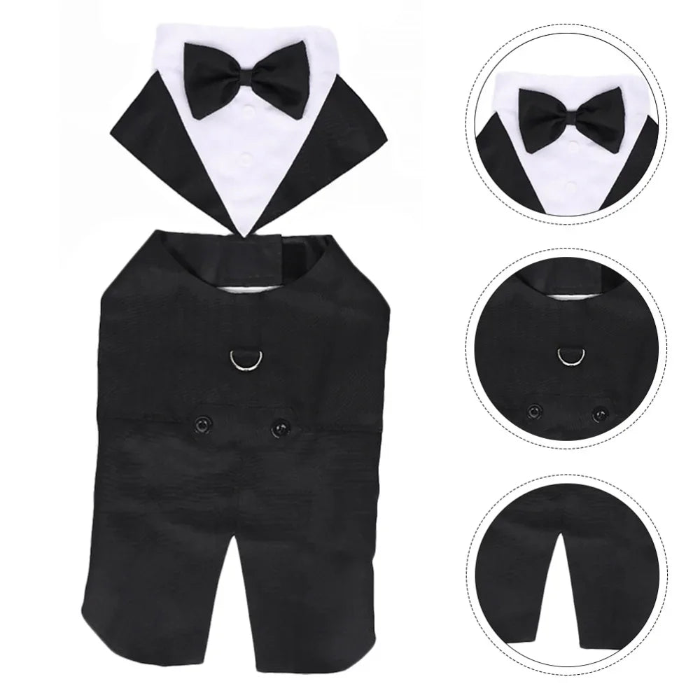 Formal Dog Tuxedo Shirt with Bow Tie - Party Suit