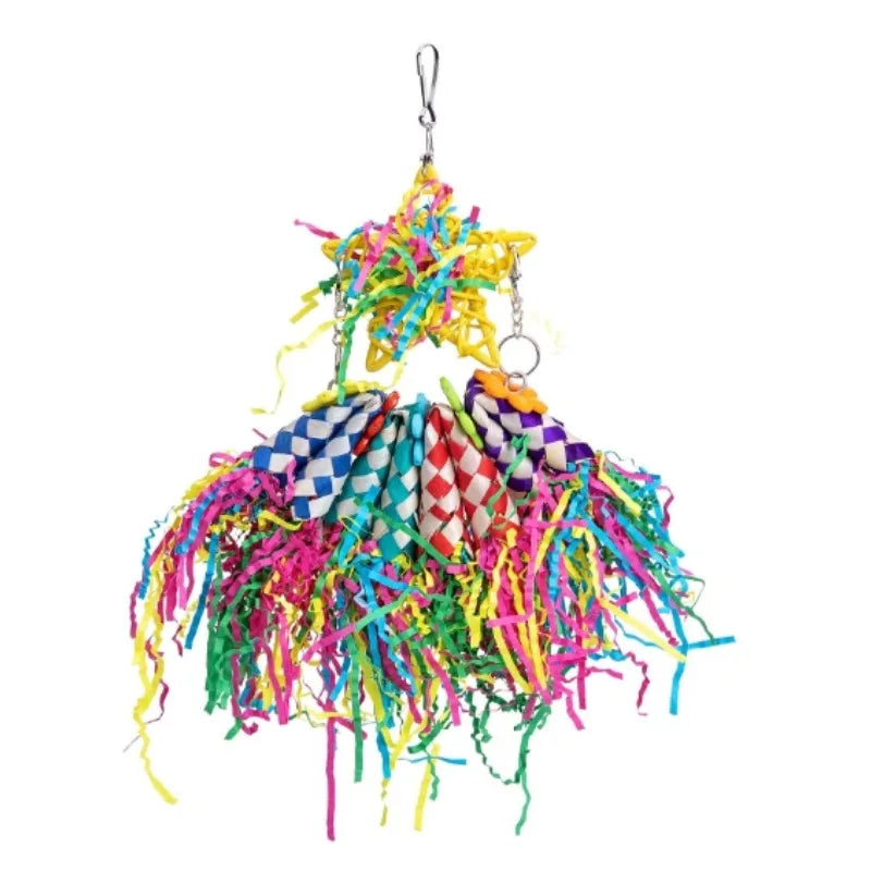 Parrot Foraging Bite Toy Set with Woven Paper Tubes