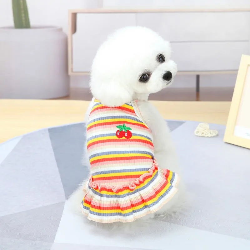 Ruffle Striped Pet Skirt Vest - Spring and Summer Outfit