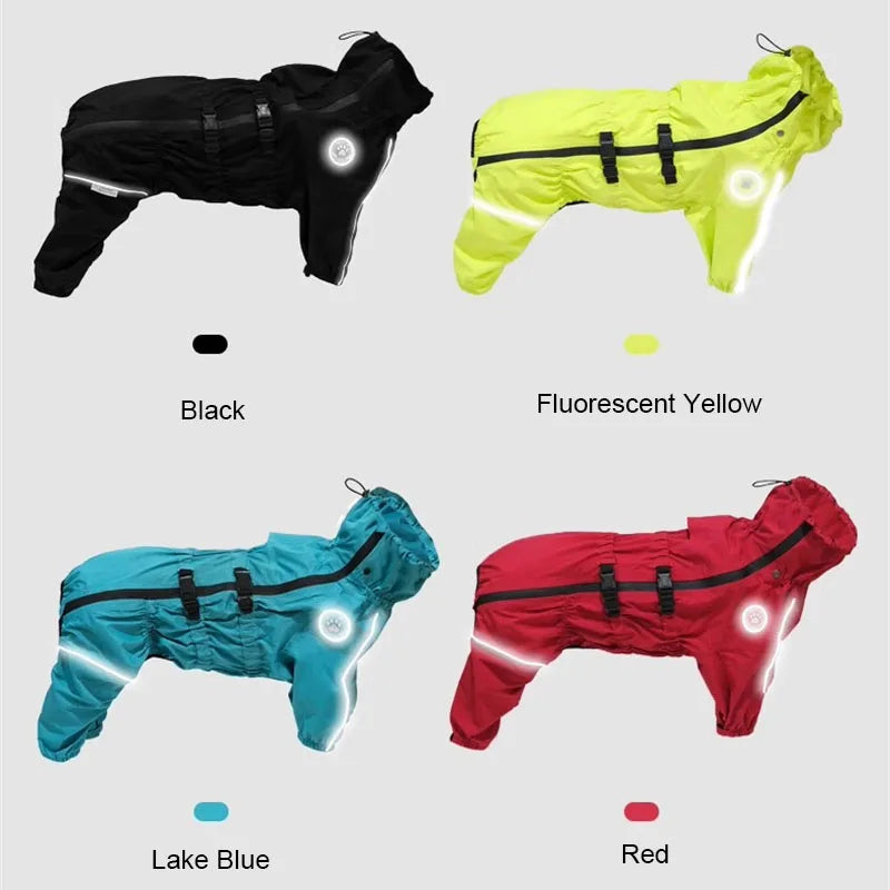 Reflective Waterproof Dog Raincoat - Large Dog Jumpsuit