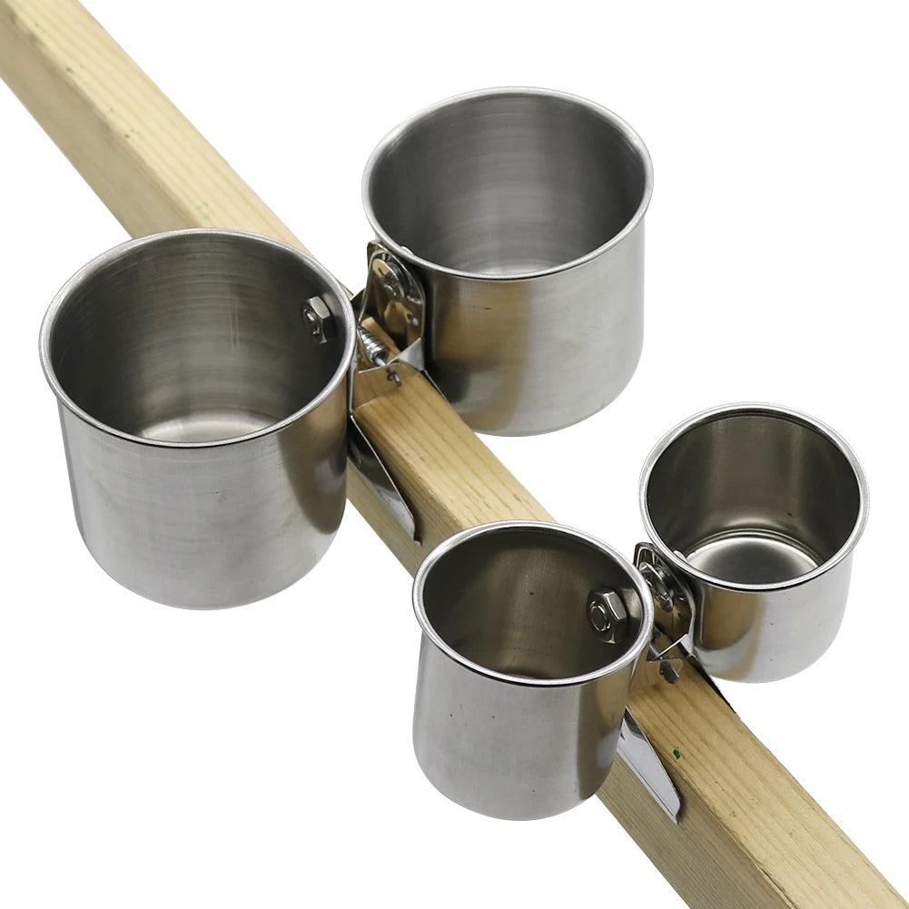 Stainless Steel Bird Feeding Cup with Cage Clip