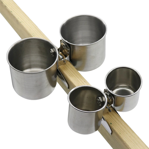 Stainless Steel Bird Feeding Cup with Cage Clip
