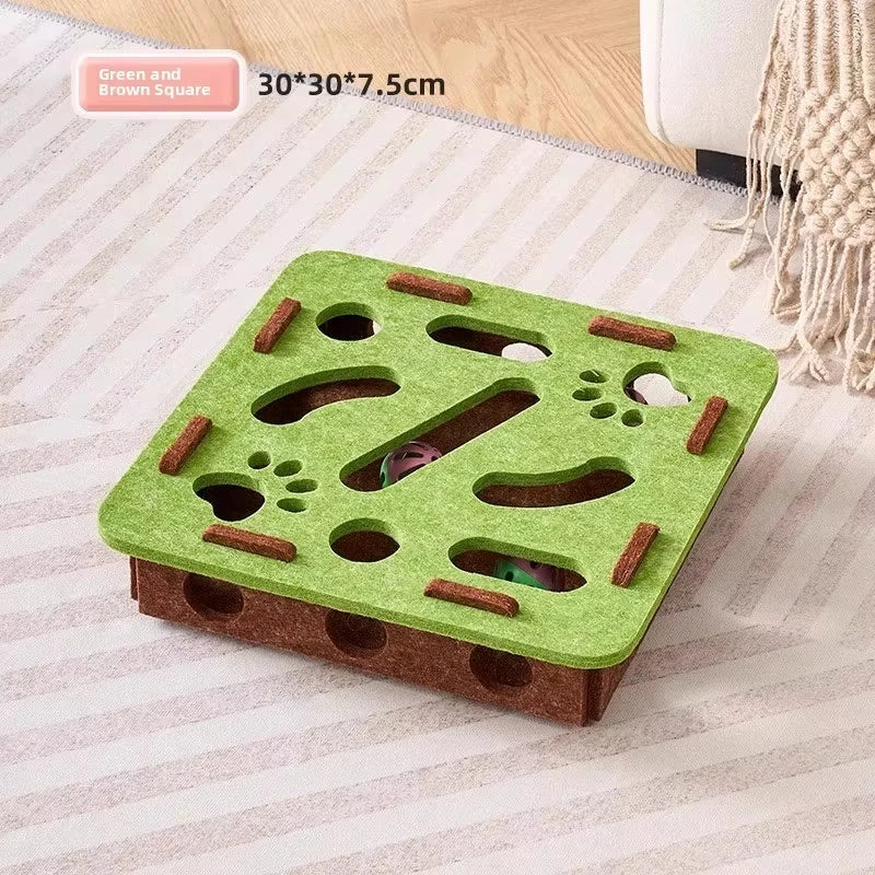 Felt Cat Puzzle Box Toy for Hunting and Exercise