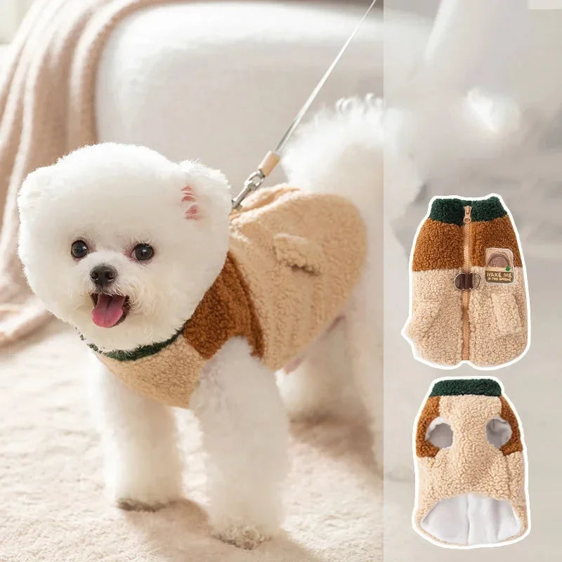 Brown Winter Puppy Cardigan Jacket - Teddy Dog Coat