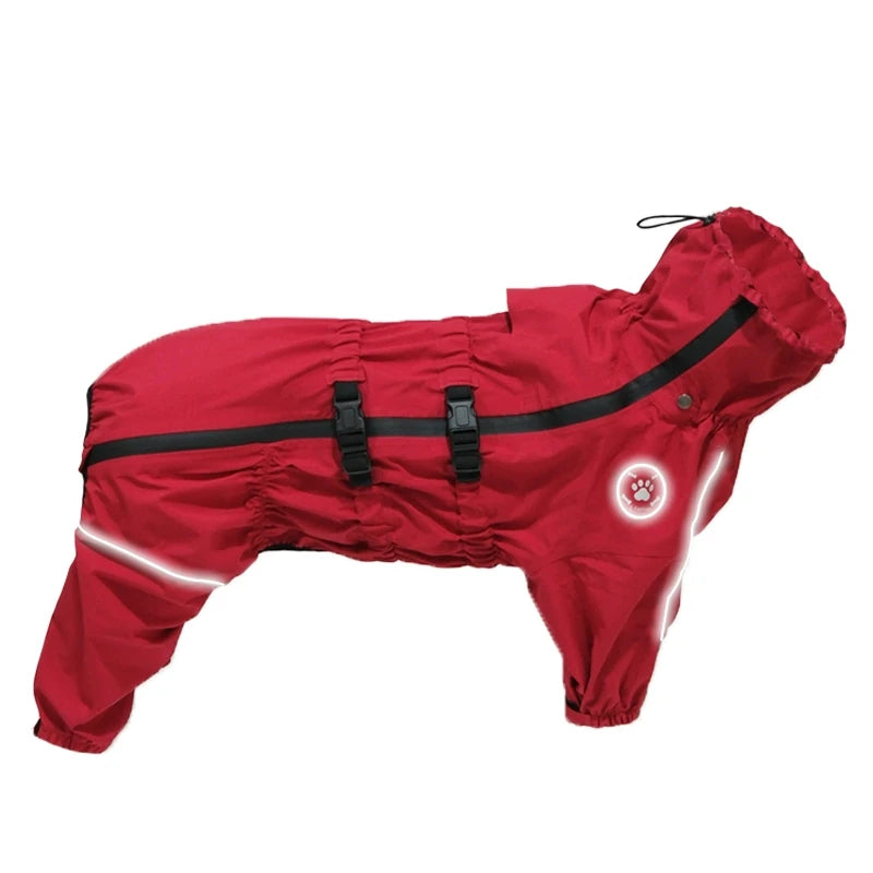 Reflective Waterproof Dog Raincoat - Large Dog Jumpsuit