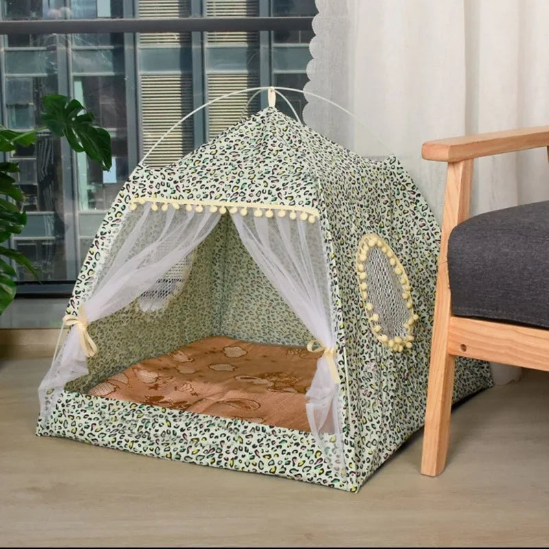 Semi-Enclosed Flower Cat Tent - All-Season Pet Nest