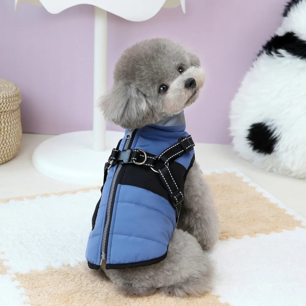 Adjustable Reflective Dog Jacket with Harness - Windproof Vest