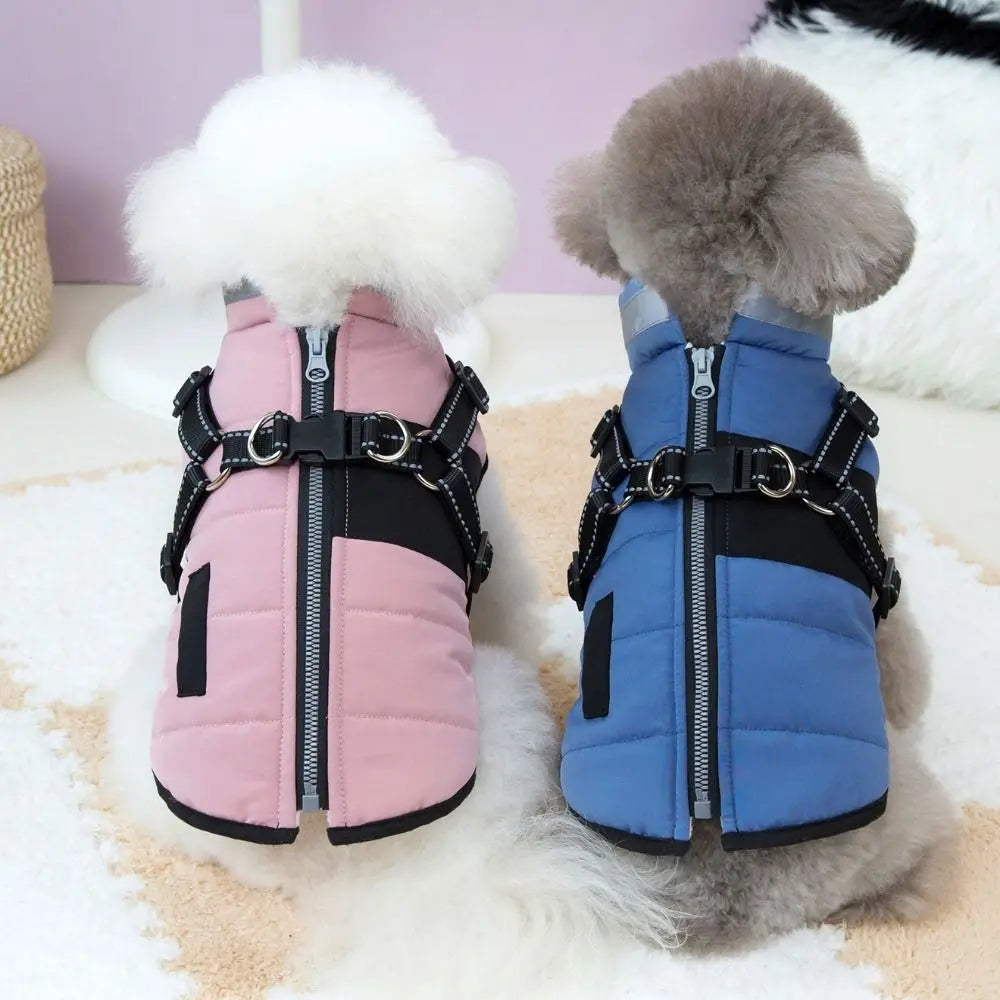 Adjustable Reflective Dog Jacket with Harness - Windproof Vest