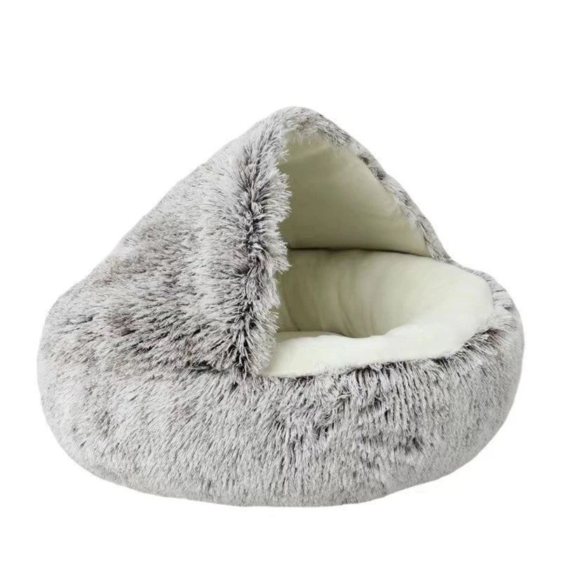 Soft Plush Cat Cave Bed with Cover - 40cm Warm Nest