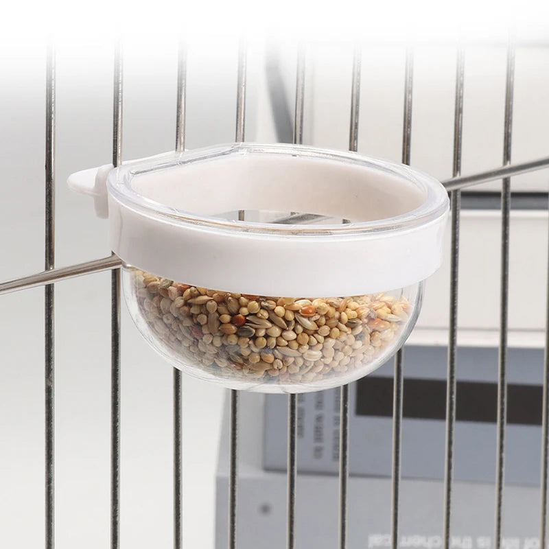 Transparent Hanging Bird Seed and Water Feeder Cup