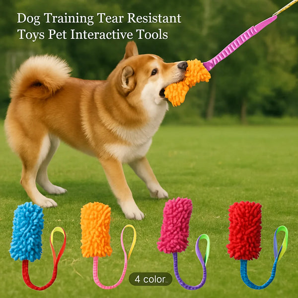 Plush Rope Dog Chew Toy with Sturdy Pull Handle