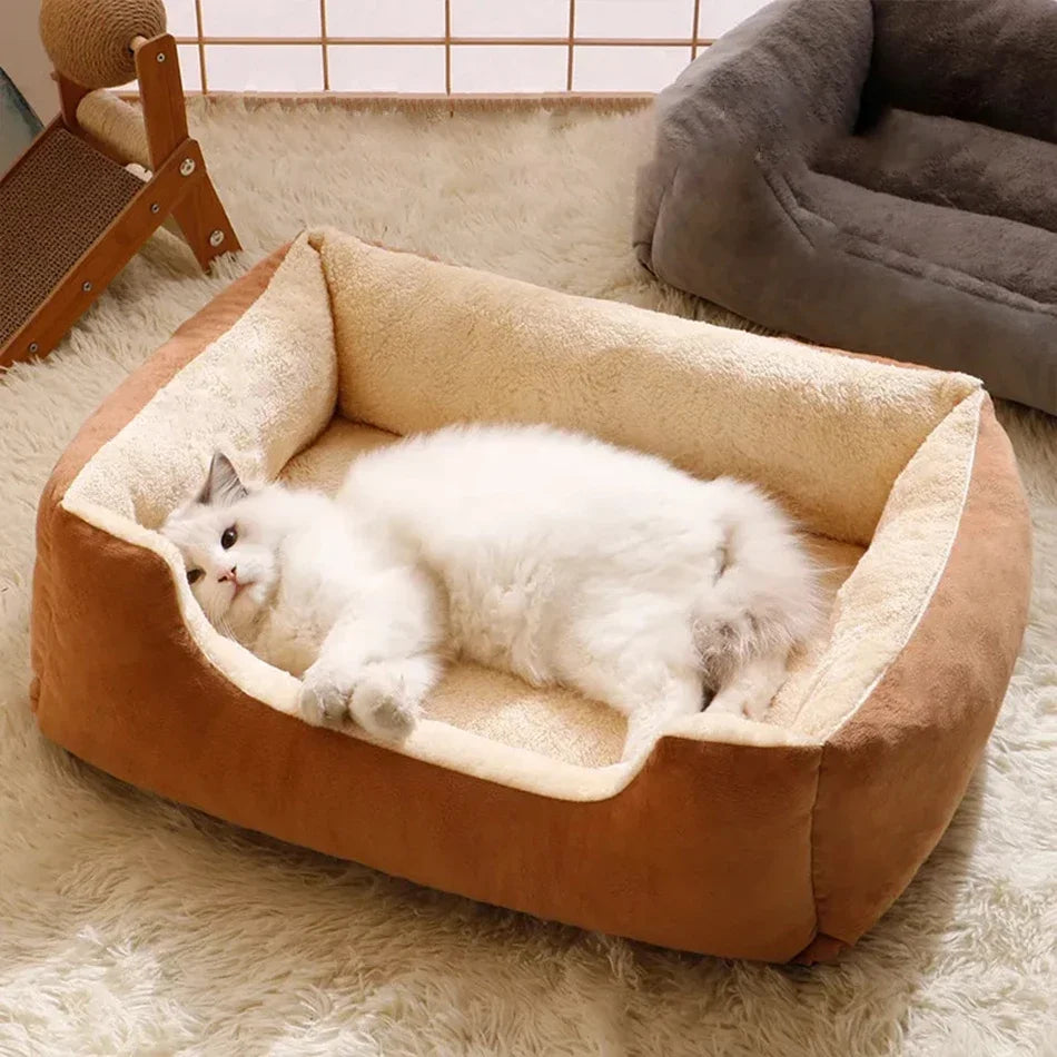 Plush Cat and Dog Cushion Bed - Breathable Basket Mat
