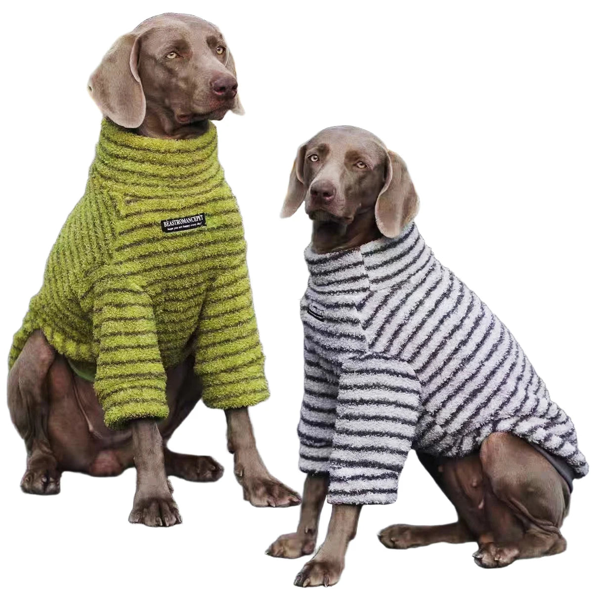 Striped Fleece Turtleneck Dog Sweater - Medium Large Dogs