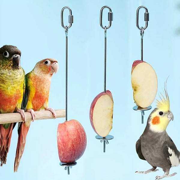 Stainless Steel Hanging Fruit Fork for Parrots
