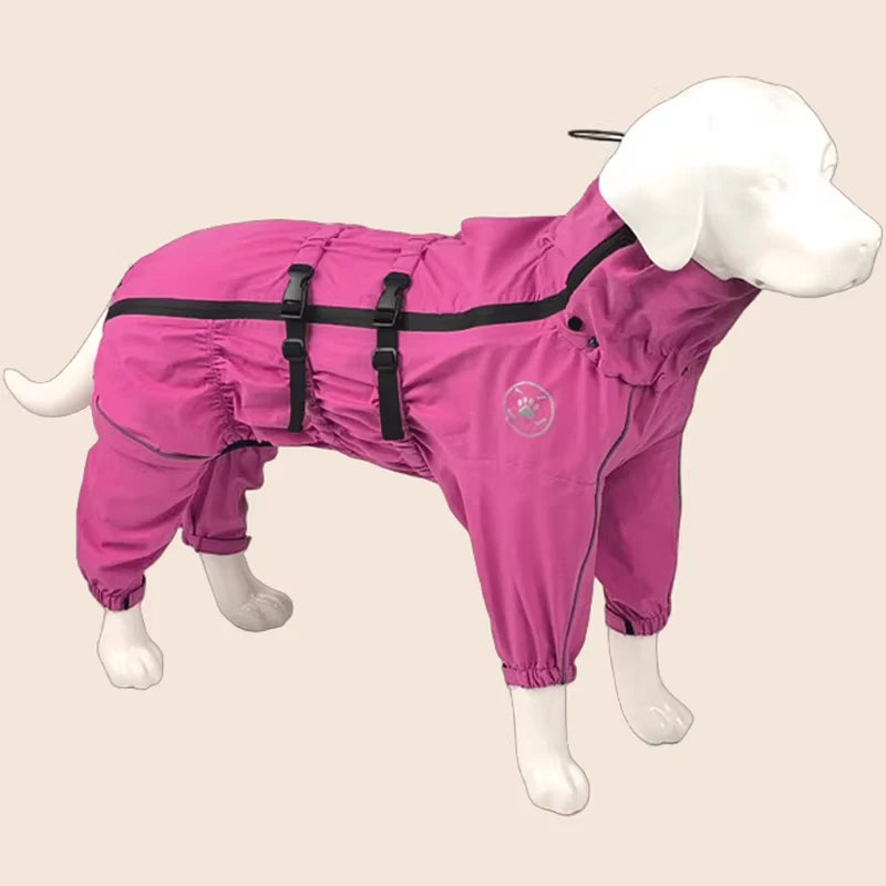 Reflective Waterproof Dog Raincoat - Large Dog Jumpsuit